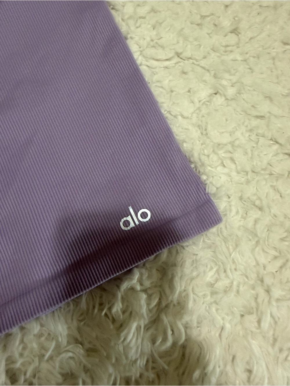 alo yoga | Seamless Ribbed Knit Favorite Short Lavender Purple - Biker Shorts - Picture 8 of 13